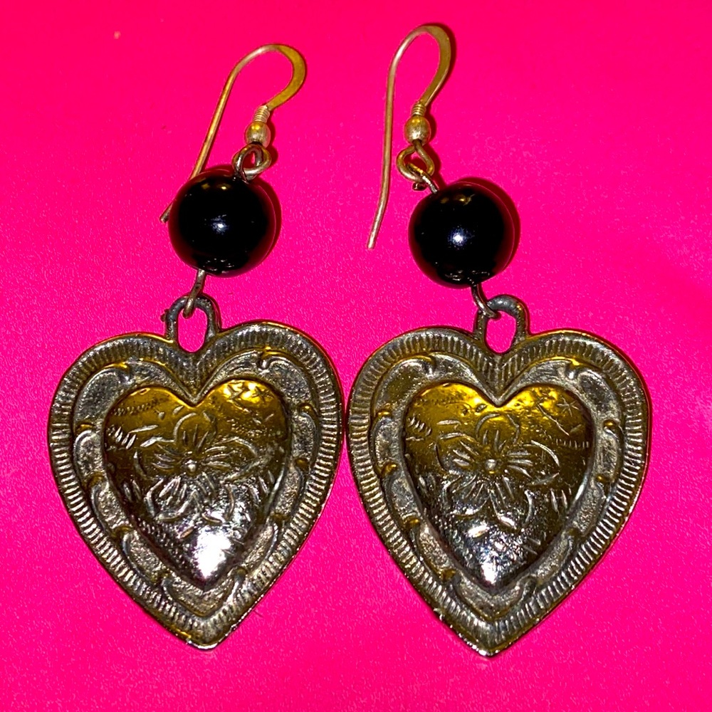 Vintage Heart Silver Earrings